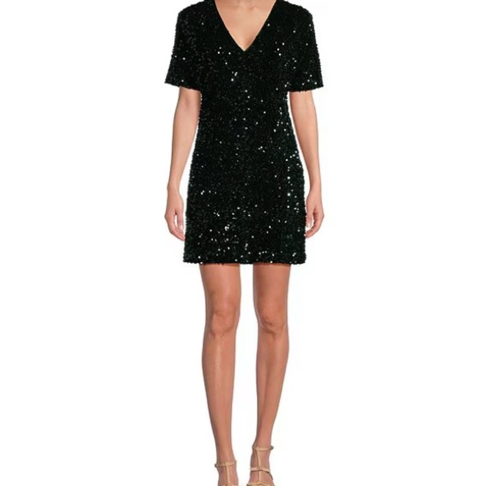 Alex Marie Black Reversible Sequin Mini Dress. Two dresses in one.